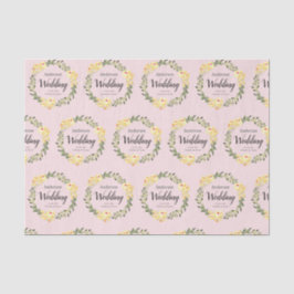 Geel W / C Bloemen Namen & Datum Blush Roze Bruilo Tissuepapier