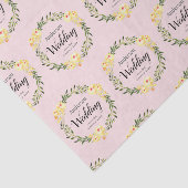 Geel W / C Bloemen Namen & Datum Blush Roze Bruilo Tissuepapier (Detail)