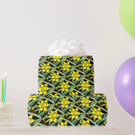 Geel Waardevol Bloemen Patroon Cadeaupapier