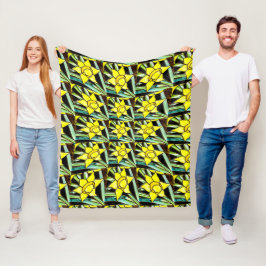 Geel Waardevol Bloemen Patroon Fleece Deken