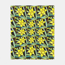 Geel Waardevol Bloemen Patroon Fleece Deken