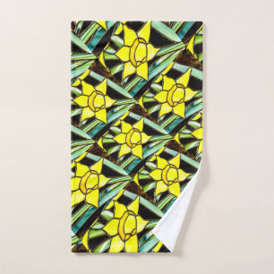 Geel Waardevol Bloemen Patroon Handdoek
