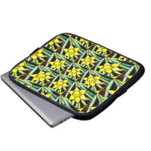 Geel Waardevol Bloemen Patroon Laptop Sleeve