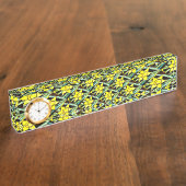 Geel Waardevol Bloemen Patroon Naambordje (Zijkant)