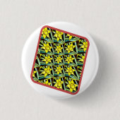 Geel Waardevol Bloemen Patroon Ronde Button 3,2 Cm (Voorkant)