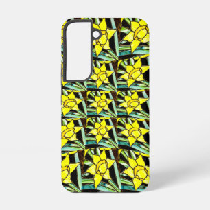 Geel Waardevol Bloemen Patroon Samsung Galaxy Hoesje