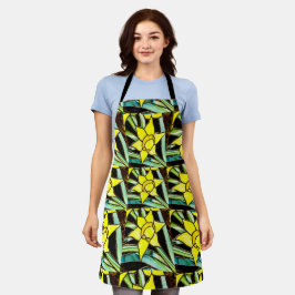 Geel Waardevol Bloemen Patroon Schort