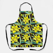 Geel Waardevol Bloemen Patroon Schort (Voorkant)