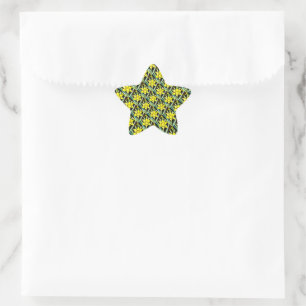 Geel Waardevol Bloemen Patroon Ster Sticker