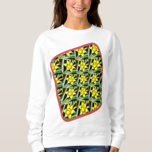 Geel Waardevol Bloemen Patroon Trui