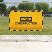 Geel waarschuwingsbanner onder constructie spandoek (Insitu)
