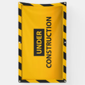 Geel waarschuwingsbanner onder constructie spandoek (Verticaal)