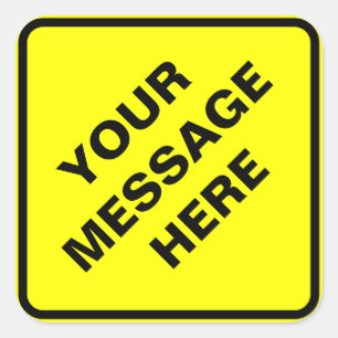Geel waarschuwingsbord vierkante sticker