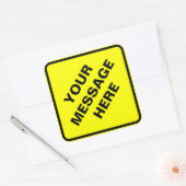 Geel waarschuwingsbord vierkante sticker (Envelop)
