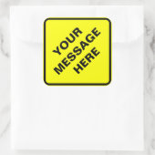 Geel waarschuwingsbord vierkante sticker (Tas)