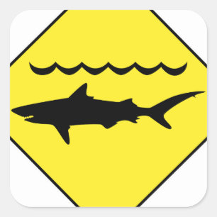 Geel "waarschuwingsbord" vierkante sticker