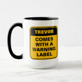 Geel waarschuwingsetiket verkeersbord gevaar waars mok (Links)