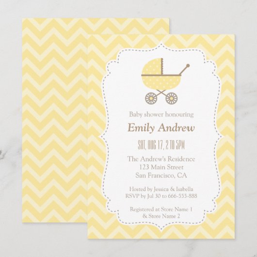 Geel Wandelen Moderne Geslachtsneutrale Baby Showe Kaart (Voorkant / Achterkant)