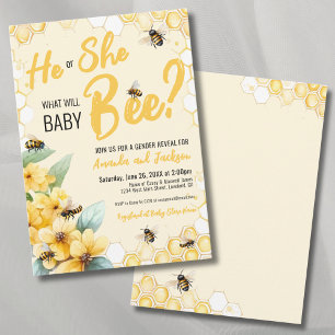 Geel Wat Zal Baby BEE Geslacht Reveal Feestje Kaart