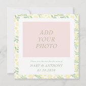 Geel Watercolor Elegant Bloem Bruiloft Save The Date (Achterkant)