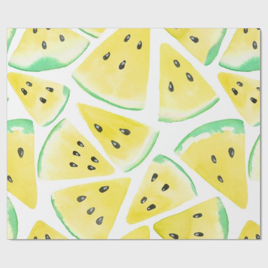 Geel watermeloenpatroon cadeaupapier (Vlak)
