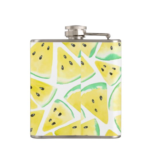 Geel watermeloenpatroon heupfles (Achterkant)