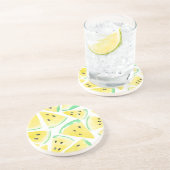 Geel watermeloenpatroon zandsteen onderzetter (Zijkant)