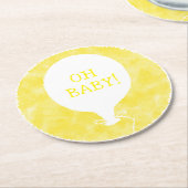 Geel Waterverf aangepaste tekst Baby shower op Bab Ronde Kartonnen Onderzetter (Gebogen)