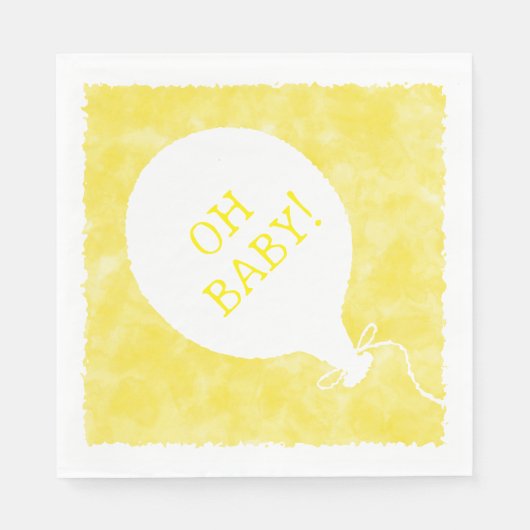 Geel Waterverf aangepaste tekst Baby shower op Bab Servet (Voorkant)