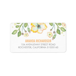 geel waterverf bloem bruiloft etiket