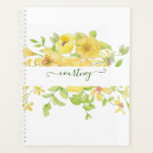 Geel waterverf bloemmotief gepersonaliseerd planner (Voorkant)