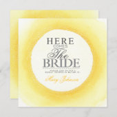 Geel Waterverf Bruidsdouche Feest Uitnodiging (Voorkant / Achterkant)