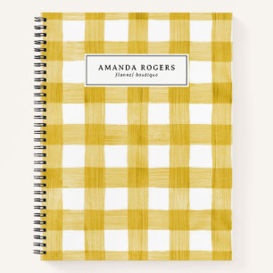 Geel Waterverf Buffalo Plaid Gepersonaliseerd Notitieboek
