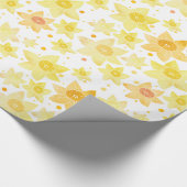 Geel Waterverf Daffodil & Stippen Patroon Cadeaupapier (Hoek)