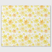 Geel Waterverf Daffodil & Stippen Patroon Cadeaupapier (Vlak)