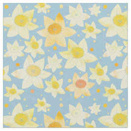 Geel Waterverf Daffodil & Stippen Patroon Stof