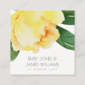 GEEL WATERVERF FLORAAL PERSONALISEERDE WEDING VIERKANTE VISITEKAARTJE (Voorkant)