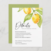 GEEL WATERVERF FOLIAGE VAN OLIJFWEDINGGEGEVENS INFORMATIEKAARTJE (Voorkant / Achterkant)