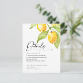 GEEL WATERVERF FOLIAGE VAN OLIJFWEDINGGEGEVENS INFORMATIEKAARTJE (Staand voorkant)