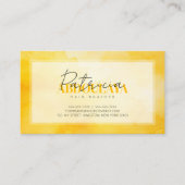 Geel Waterverf Haar Vlechten Script Typografie Visitekaartje (Voorkant)