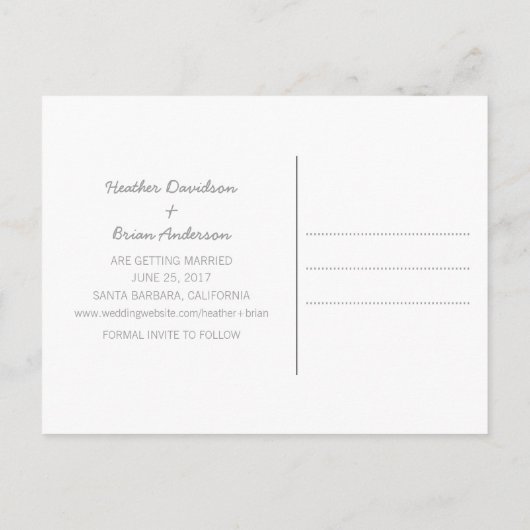 Geel Waterverf Hart Save the Date Briefkaart (Achterkant)