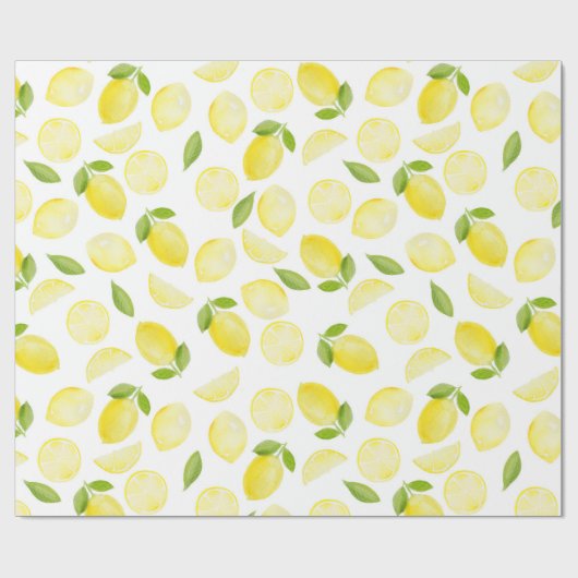 Geel Waterverf Lemon Wrapping Paper Cadeaupapier (Vlak)