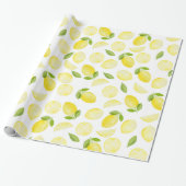 Geel Waterverf Lemon Wrapping Paper Cadeaupapier (Uitgerold)