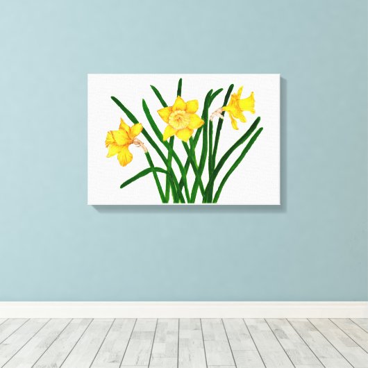 Geel Waterverf met deffodil Canvas Afdruk (Insitu (Houten vloer))