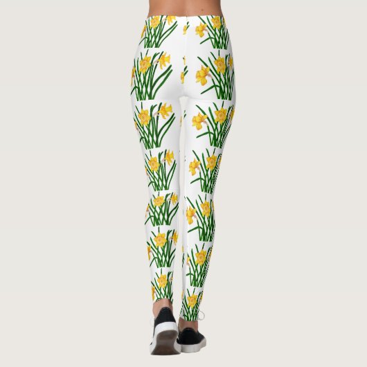 Geel Waterverf met deffodil Leggings (Achterkant)