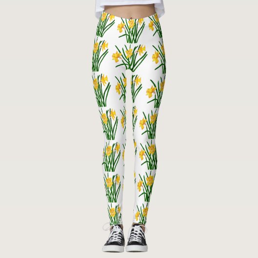Geel Waterverf met deffodil Leggings (Voorkant)