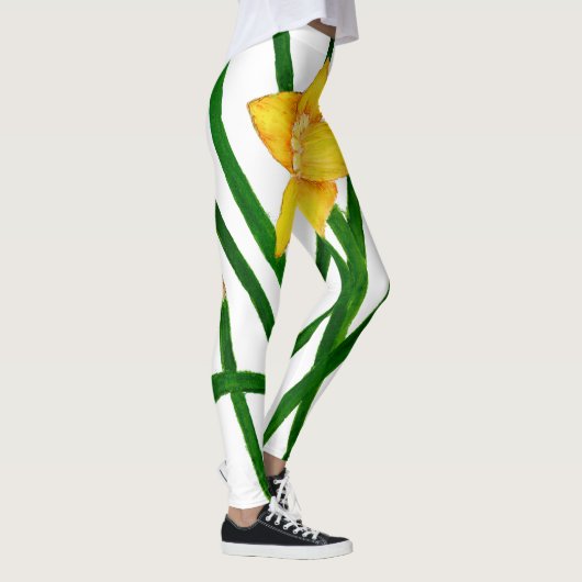 Geel Waterverf met deffodil Leggings (Rechts)