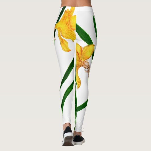 Geel Waterverf met deffodil Leggings (Achterkant)