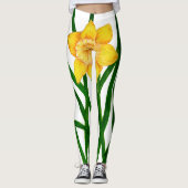 Geel Waterverf met deffodil Leggings (Voorkant)