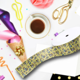  geel Waterverf paashaas patroon Satijnen Lint